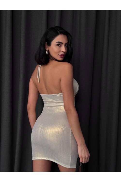 Yırtmaç Detaylı Mini Elbise