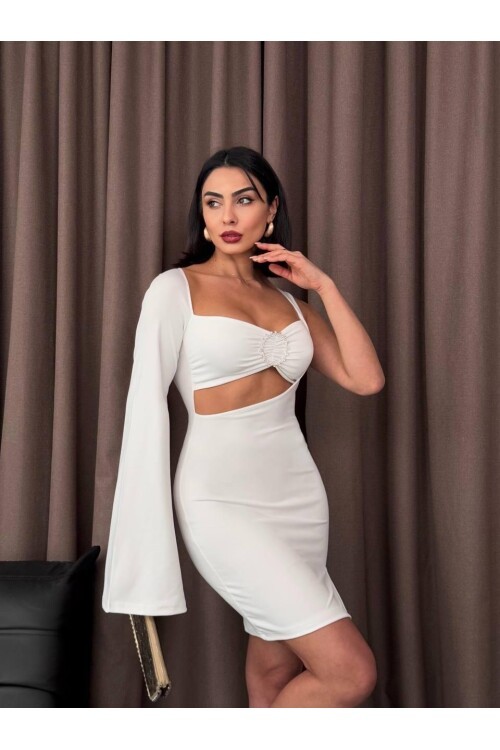 Halka Detaylı Tek Kol Mini Elbise