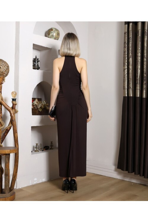 SANDY FULL LİKRALI DÜĞME DETAY ELBİSE