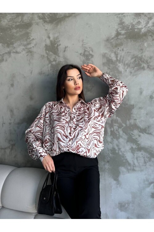 Desenli Dökümlü Saten Gömlek