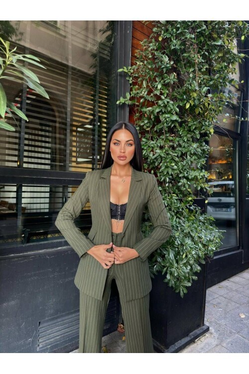Çizgili Ceket & Pantolon İkili Takım