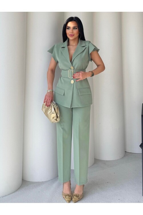 Vatkalı Yelek Pantolon İkili Takım