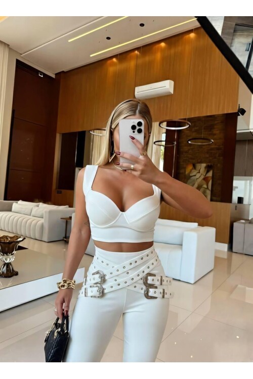 CROP KEMER AKSESUARLI TAKIM