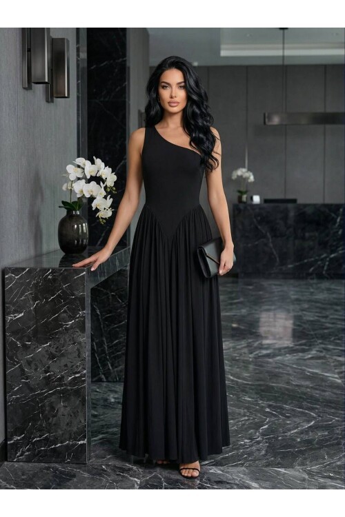 TEK OMUZ MAXİ BOY ELBİSE