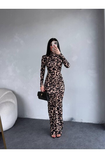 DRAPPE YIRMAÇLI MAXİ ELBİSE