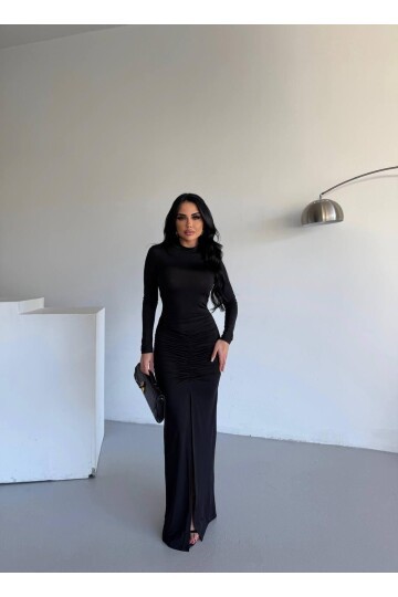 DRAPPE YIRMAÇLI MAXİ ELBİSE