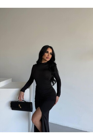 DRAPPE YIRMAÇLI MAXİ ELBİSE