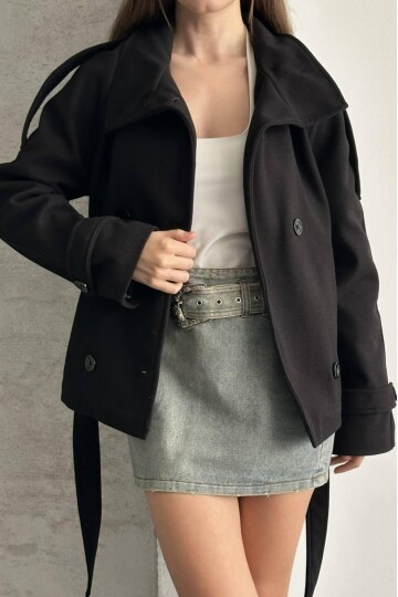 DÜĞMELİ KUŞAKLI KAŞE KISA KABAN