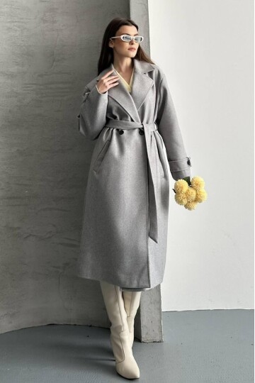 KUŞAKLI DÜĞME DETAYLI KAŞE KABAN