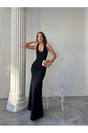 Maxi halter elbise