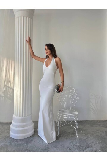 Maxi halter elbise