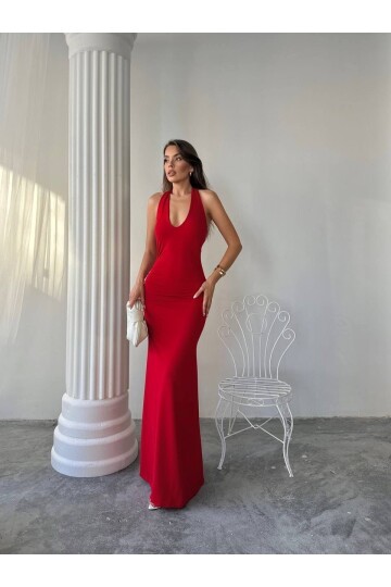 Maxi halter elbise