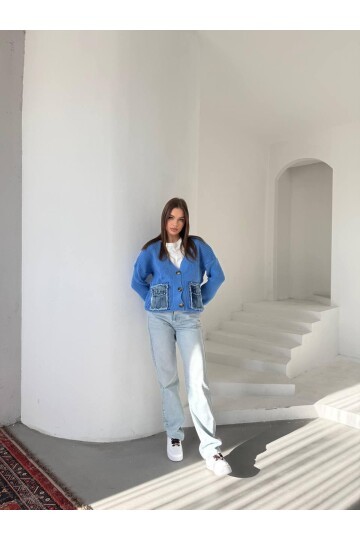 TRİKO DENİM CEPLİ HIRKA