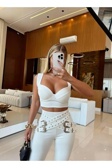 CROP KEMER AKSESUARLI TAKIM