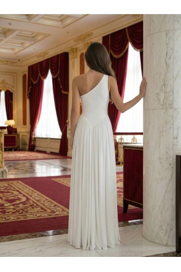 TEK OMUZ MAXİ BOY ELBİSE