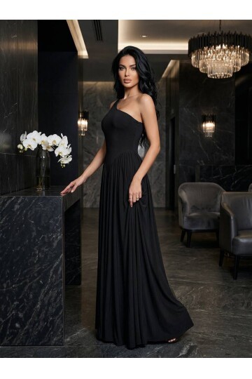 TEK OMUZ MAXİ BOY ELBİSE